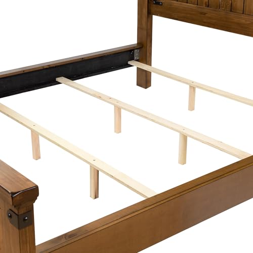 Furniture of America Sesco 2pc Elm Wood Bedroom Set Queen + Nightstand Brown