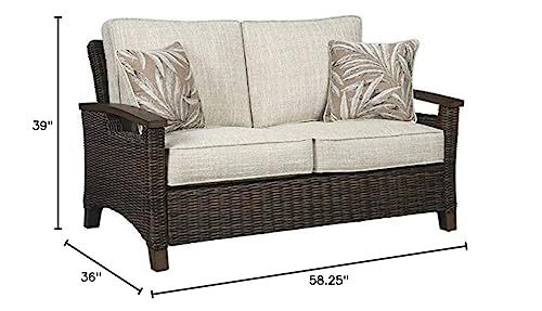 Home Square 2 Piece Patio Polyester Loveseat Set Brown