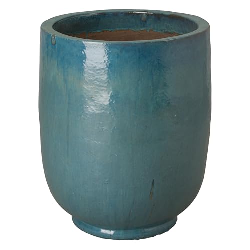 Emissary Teal Stoneware Round Planter 23.5in. L x 29in. H