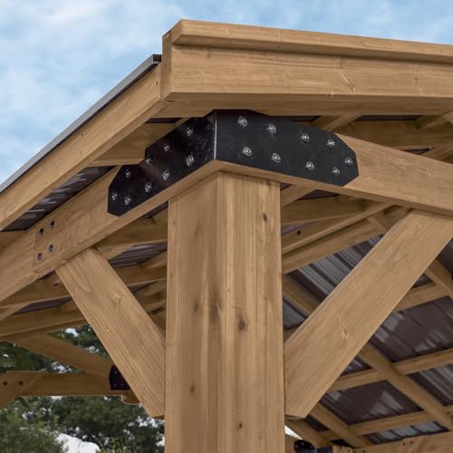Backyard Discovery Norwood 14' x 12' Cedar Wood Outdoor Gazebo Pavilion Light Brown