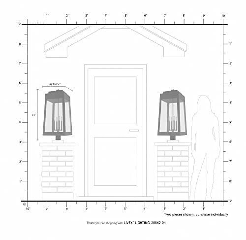 Livex Four Light Outdoor Post Top Lantern Black