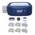 Bestway Coleman Hawaii AirJet Inflatable Hot Tub with EnergySense Cover Gray + SaluSpa Spa Seat (4 Pack) + SaluSpa Pillows (2 Pack)