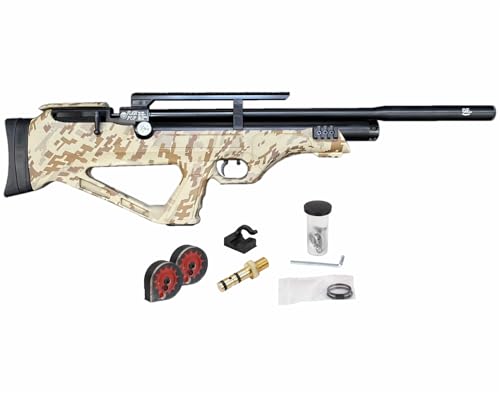 Wearable4U Hatsan FlashPup QE Limited Edition .25 Cal Air Rifle Digital Tan Camo Bundle with Pellets, Targets, and Scope