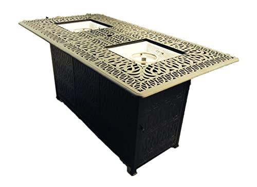 Patio Land 7-Piece Outdoor Cast Aluminum Bar Set with Rectangular Table Walnut