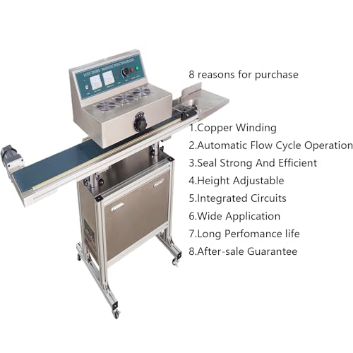 HQHAOTWU Continuous Induction Sealer Aluminum Foil Sealing Machine 220V 1.5KW