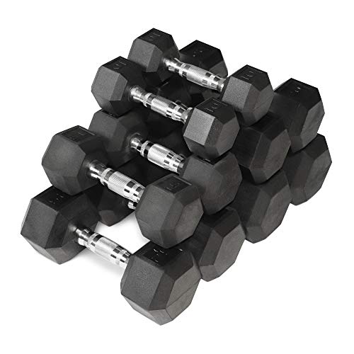 WF Athletic Supply Rubber Coated Hex Dumbbell Set Non-Slip Hex Shape - 200LB Dumbbells Set