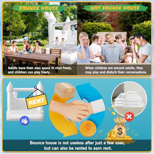 OZIS Inflatable White Bounce House Castle with Ball Pit 13x10x10FT