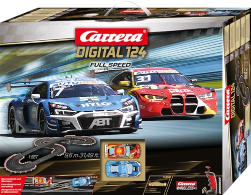 Carrera Digital Electric Slot Car Racing Track Set with Two Cars D124 Full Speed