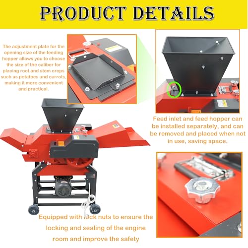 HQHAOTWU 4-Blade Hay Cutter and Kneading Machine Red