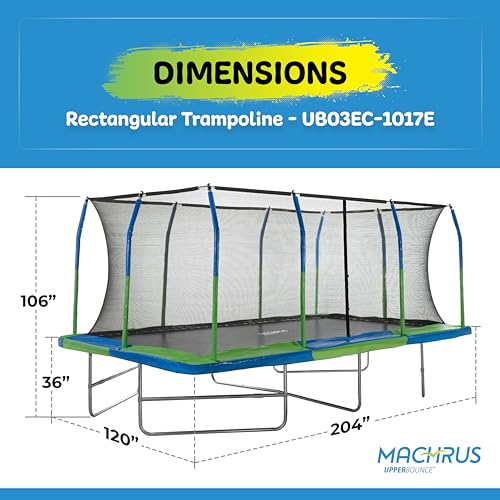 Upper Bounce Rectangle Trampoline with Enclosure Net Blue