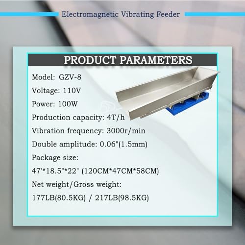 EQCOTWEA Electromagnetic Vibrating Feeder Stainless Steel GZV-8 Silver