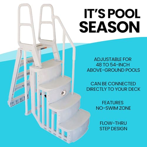 Main Access Heavy Duty Above Ground Pool Ladder with Safety Features and SmartLite LED White