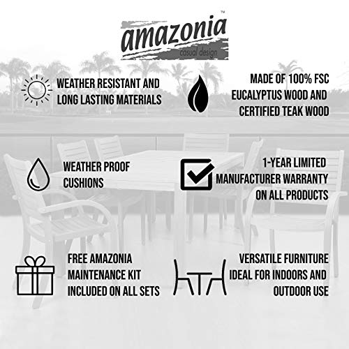 Amazonia Lothian 13-Piece Oval Patio Dining Set Teak Wood Extendable White Chairs