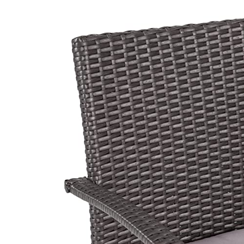 Christopher Knight Home Elmar Outdoor 9 Piece Wood and Wicker Dining Set Sandblasted Dark Gray + Gray