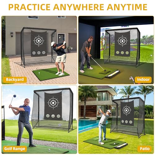 DWVO Golf Hitting Net with Steel Frame Black