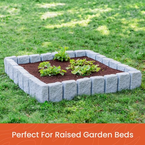Beuta Sandstone BlockXL Garden Edging - 9.5 Inches Tall, Easy Install 40pk, Sandstone