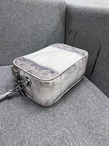 Vietnam Genuine Himalayan Alligator Crocodile Leather Golf Shoe Bag White and Grey