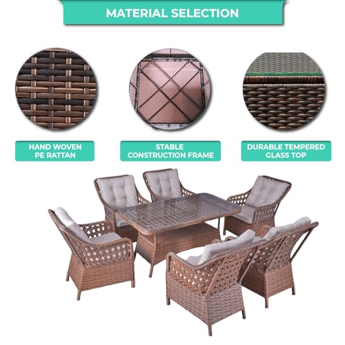 Angora Shira 6-Piece Rattan Outdoor Furniture Set Brown