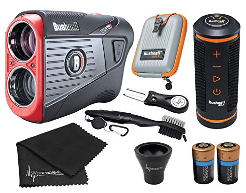 Wearable4U Bushnell Tour V5 Shift Laser Golf Rangefinder with Bushnell Wingman GPS Bluetooth Speaker All-In Bundle + Bushnell Wingman