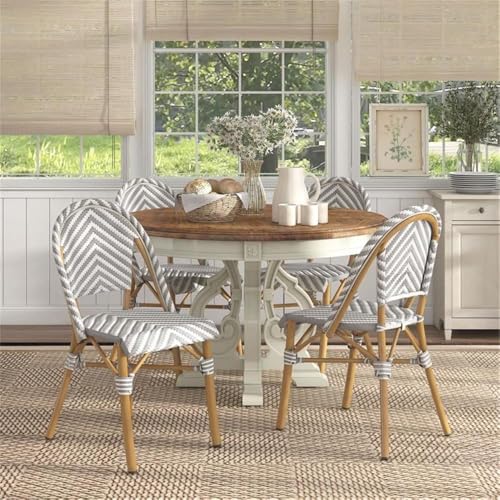 Furniture of America Acti Modern Aluminum Patio Dining Chair Set of 4 Gray