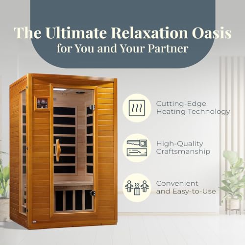 Dynamic Saunas Andora 2 Person Low EMF Infrared Therapy Sauna Dark Honey Stain
