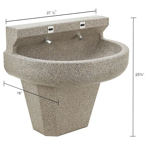 Global Industrial Wall Mounted Sensor-Operated Wash Fountain, 2 Station