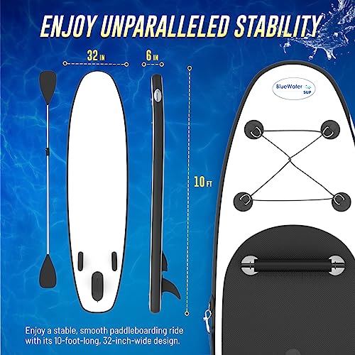 Blue Water Toys Inflatable Crossover Stand Up Paddle Board/Kayak Kit White and Black