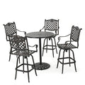 Christopher Knight Home Arlana Outdoor 5-Piece Cast Aluminum Bar Set Black Copper