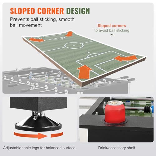 VEVOR 55-Inch Foosball Table with 4 Balls & Cup Holders Black