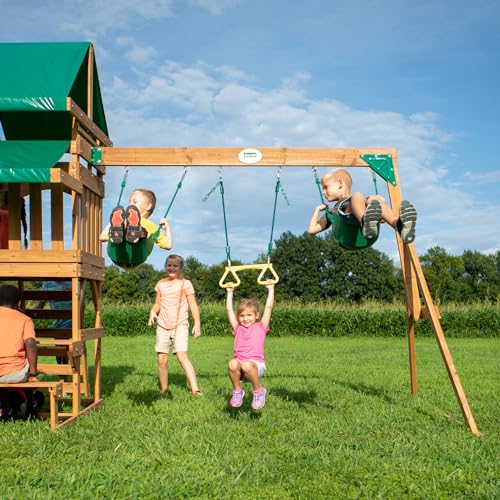 Backyard Discovery Belmont Cedar Wood Playset Swing Set Green