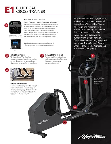 Life Fitness E1 Cross Trainer Elliptical Exercise Machine with Go Console Titanium