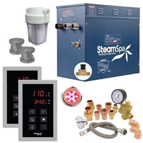 SteamSpa 10.5kW Steam Sauna Generator Executive Bundle 240V Brushed Nickel