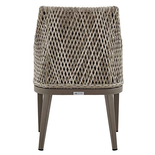 Armen Living Grenada Outdoor Wicker Aluminum Dining Chair Set of 2 Beige