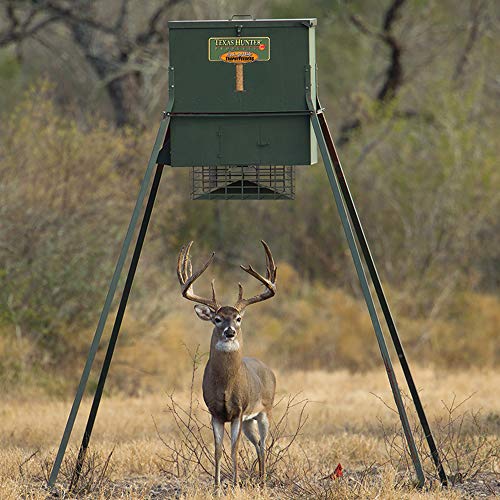 Texas Hunter Products Wildlife & Deer Feeder 650 lb. Capacity with 8-Foot Heavy-Duty Extension Legs Hunter Green
