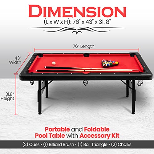 SereneLife Portable Pool Table Red