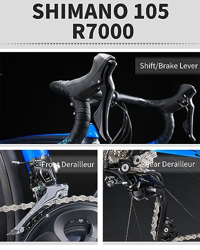 KOOTU Carbon Road Bike Lightweight Bicycle with Shimano 105 R7000 Groupset Black Red