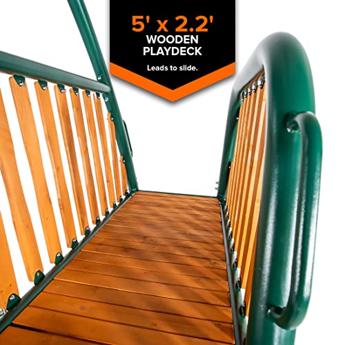 Sportspower Alta Oaks Metal Wood Deck Swing Set with Slide