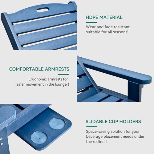 YITAHOME Outdoor Chaise Lounge Chair Set of 4 Navy Blue