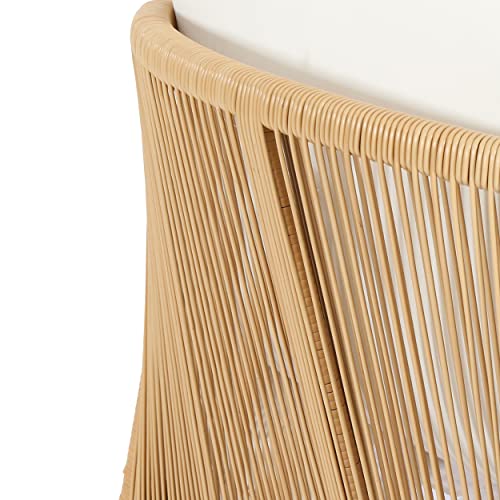 Merax 4-Piece Outdoor Acacia Wood Wicker Patio Conversation Set Beige