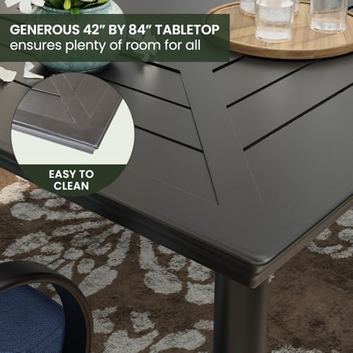 Hanover Montclair 9-Piece Outdoor Dining Set with 8 Swivel Rocker Chairs and Table, Navy