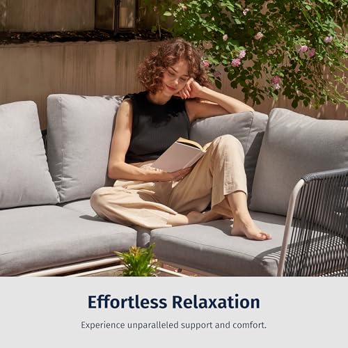 EAST OAK 5-Piece Montauk Modular Patio Furniture Set Outdoor Sectional Sofa with Coffee Table Dove Grey