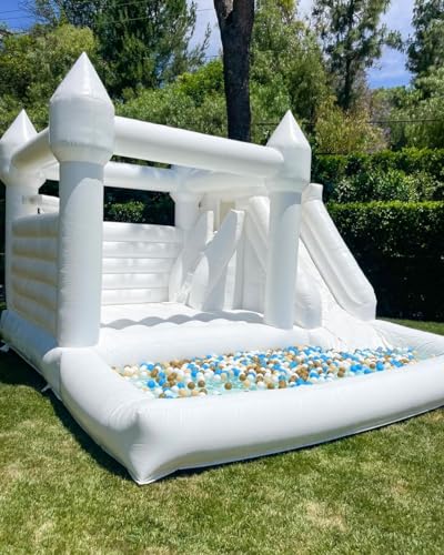 Alessia Cara Inflatable White Castle Bounce House with Slide & Ball Pit