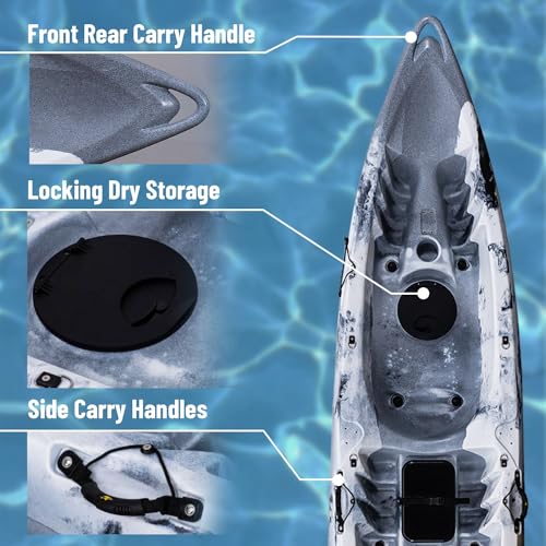 Garvee 12.4FT 2-Person Fishing Kayak with Paddle Black White