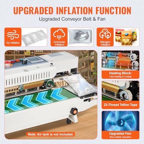 VEVOR Continuous Bag Band Sealing Machine 0.24-0.47 in Seal Width White