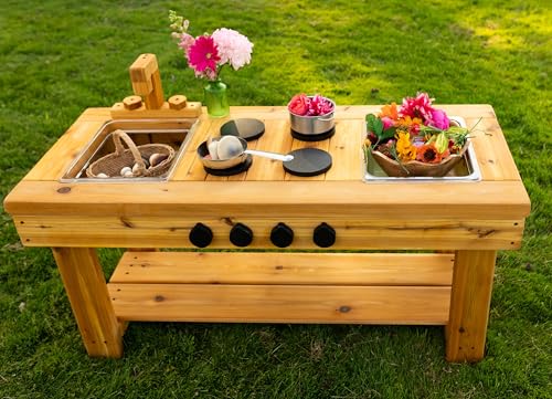 Noble Wooden Toy Co. XL Cedar Outdoor Mud Kitchen Red Cedar Stain