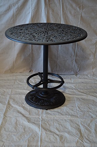 PatioLand Elizabeth Outdoor Patio 5pc Bar Set Dark Bronze Cast Aluminum Walnut