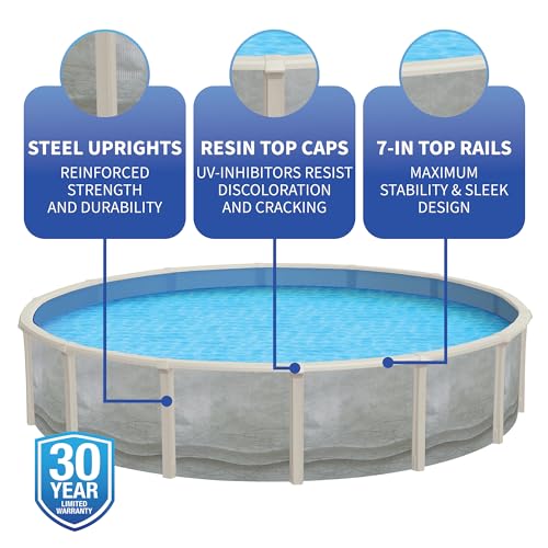 Blue Wave Trinity 21-ft Round 52-in Deep Steel Wall Above Ground Pool Package Gray