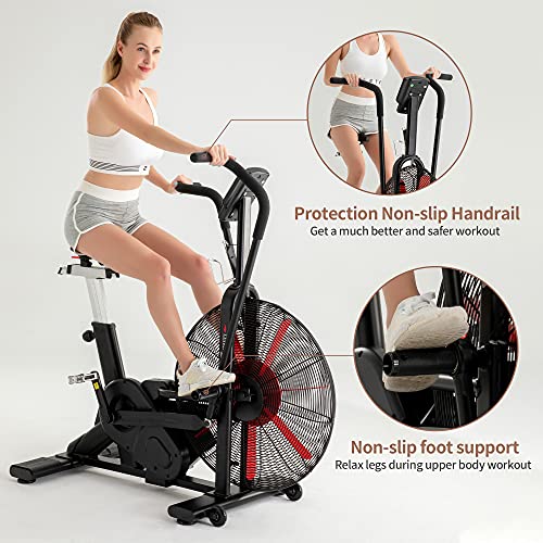 leikefitness AirBike Indoor Cycling Stationary Bicycle Black With Red