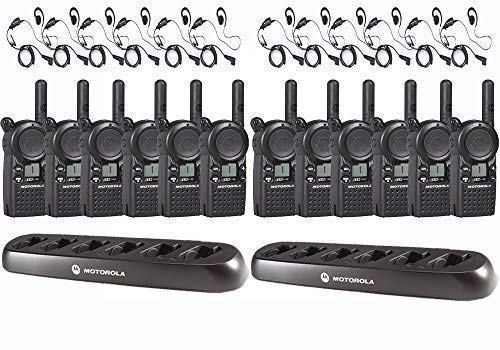 Motorola Solutions 12 CLS1110 Two Way Radio Walkie Talkies with Multi Chargers and Earpieces Black