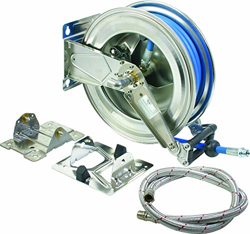 T&S Brass ESA-4L50-S SS Dual Arm Hose Reel with QD and Swivel Bracket 1/2" x 50''